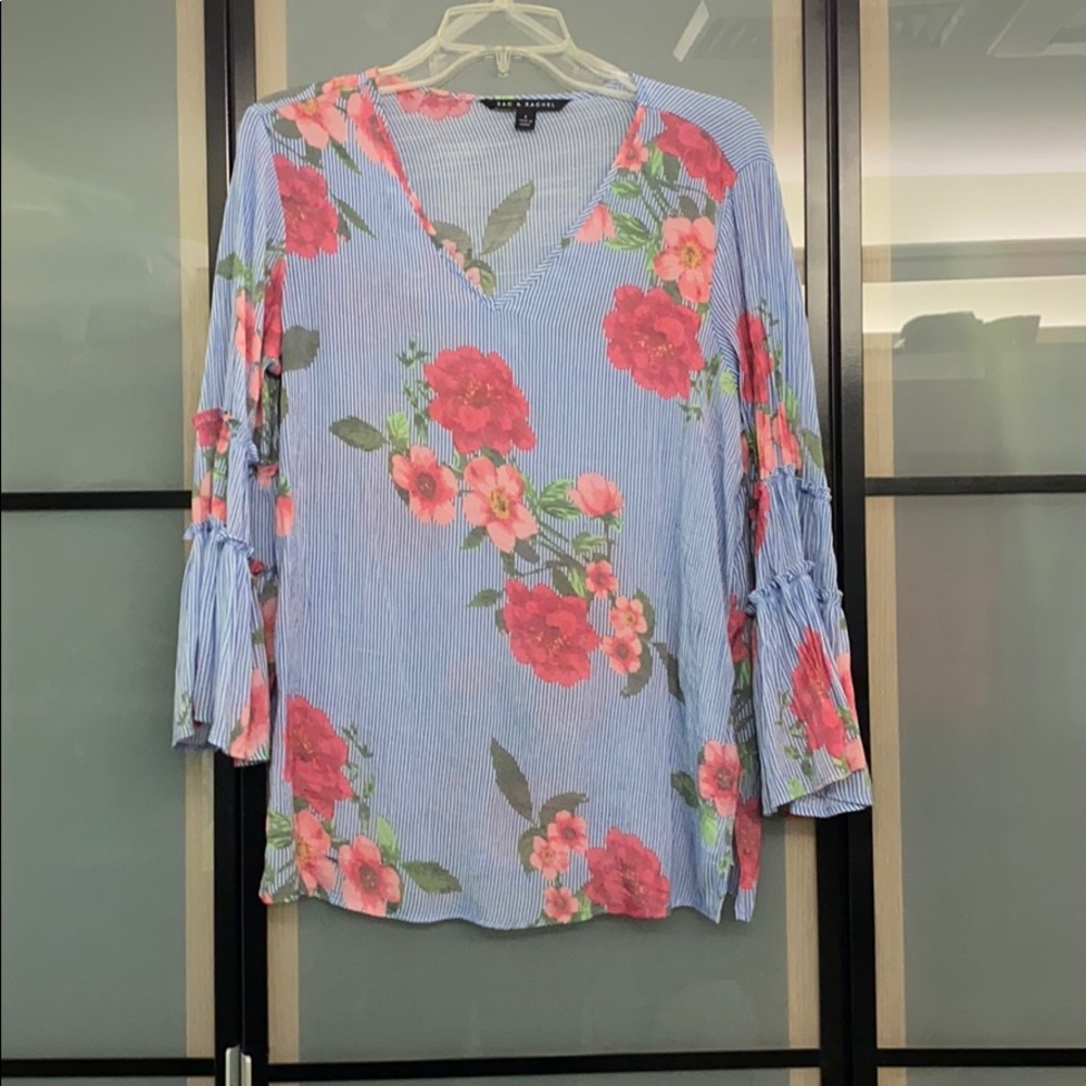 Floral Striped Long Sleeve Blouse